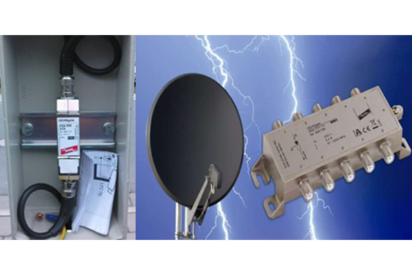 Surge protection for coaxial receiving and transmitting systems